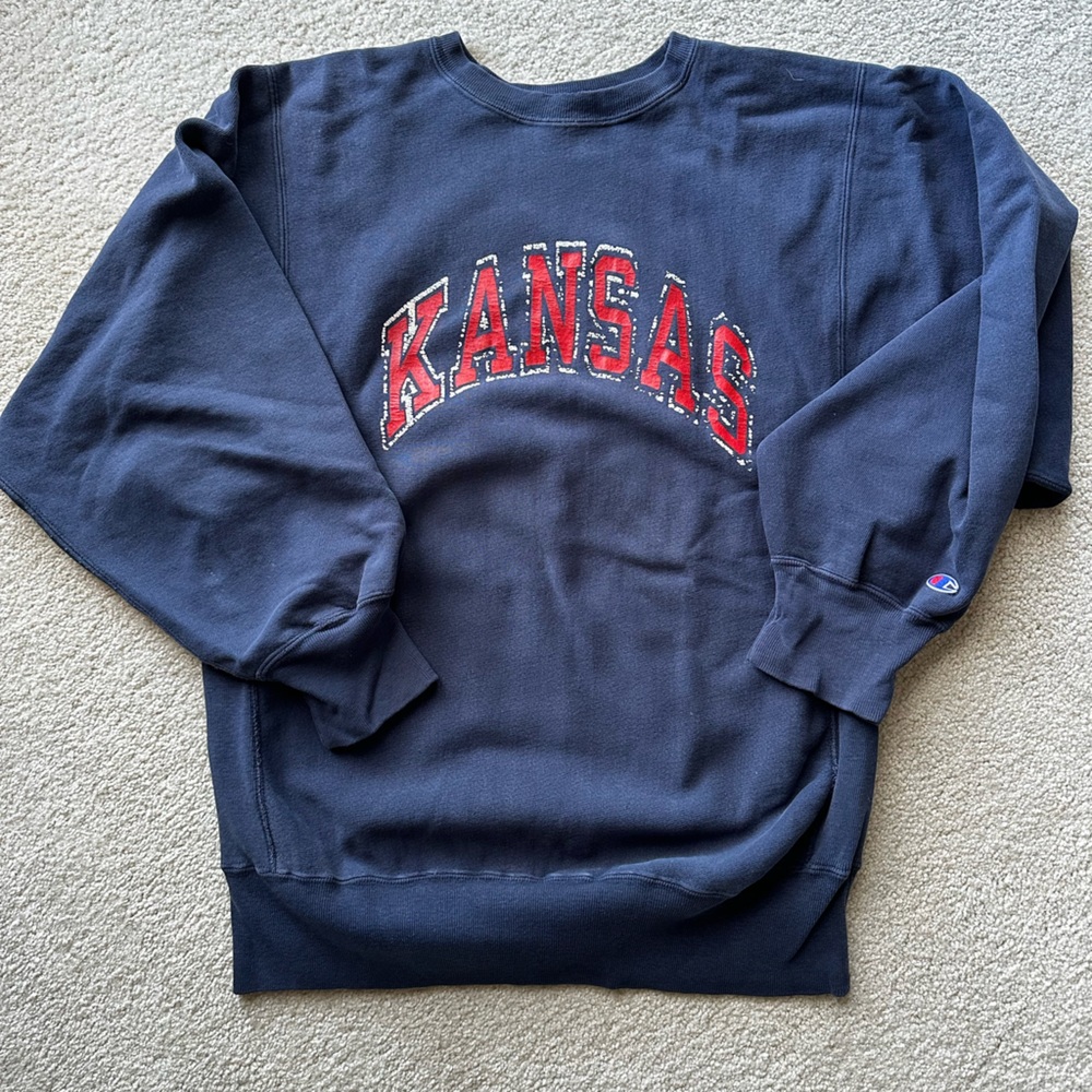 vintage champion Reverse Weave sweatshirt kansas KU NCAA